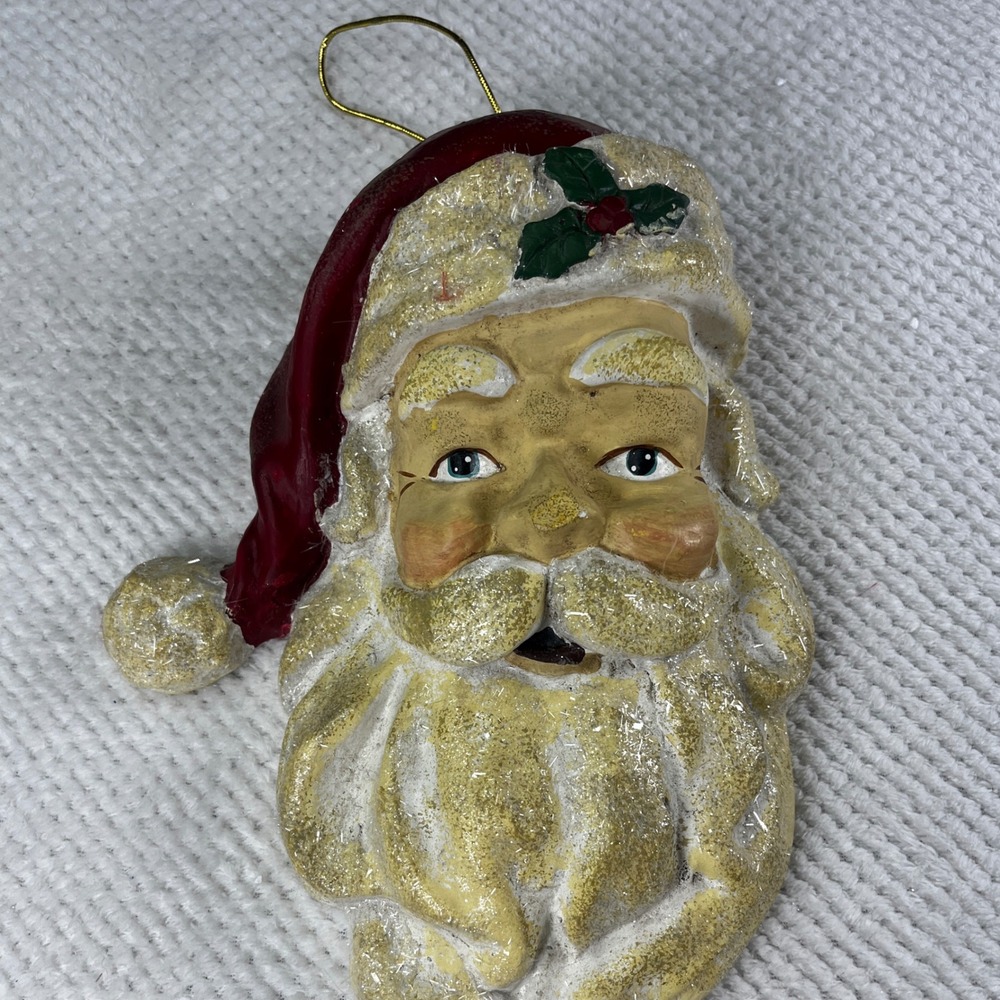 Vintage Santa Claus Face Glitter Christmas‎ Holiday Decor Festive